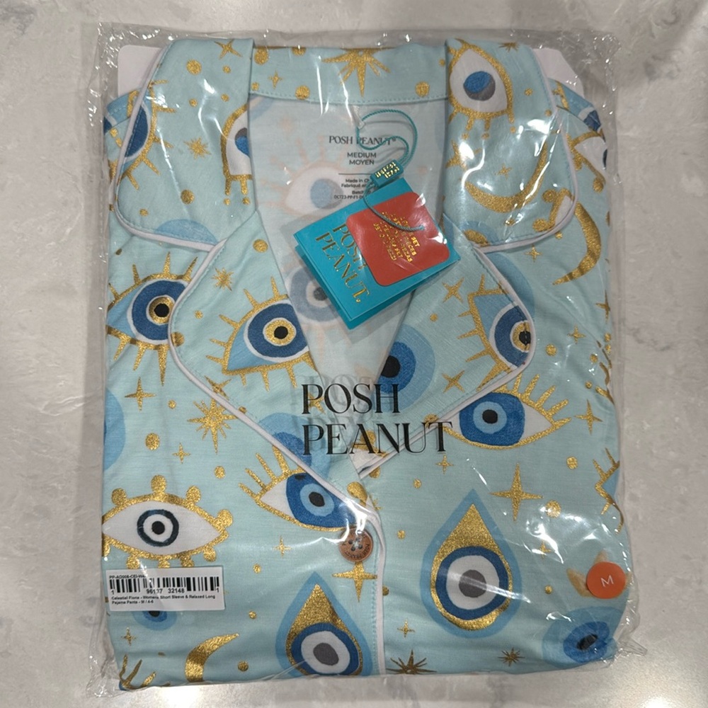 Posh Peanut Celestial Fiona Women’s Pajama Short Sleeve and Long Pant - M - New